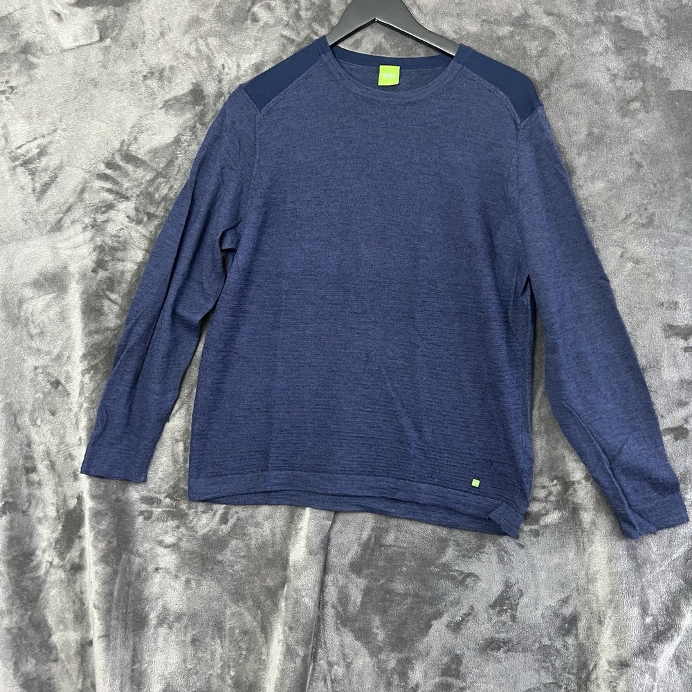 Boss by Hugo Boss Linen Wool Blend Mens XL Sweater Blue Classic Quiet Luxury